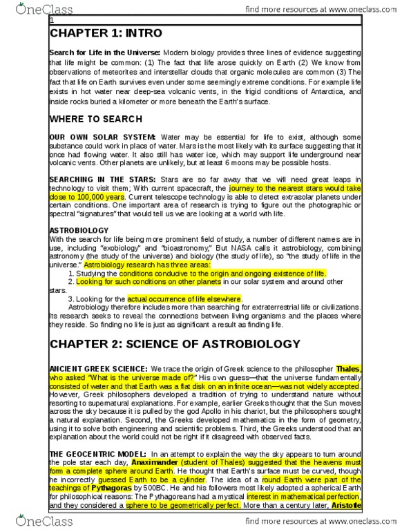 Astronomy 2021A/B Chapter : Search for Life Textbook Notes thumbnail