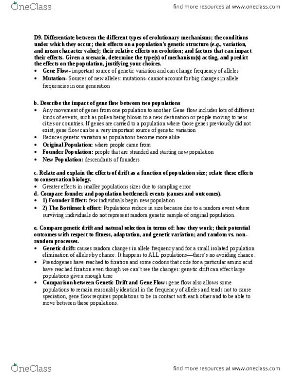 Biol 1001 Study Guide Winter 2014 Midterm Allopatric Speciation Evolutionary Taxonomy Sympatry