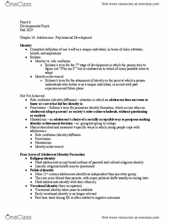 PSYC 6 Chapter Notes - Chapter 16: Psych, Dysphoria, Dsm-5 thumbnail