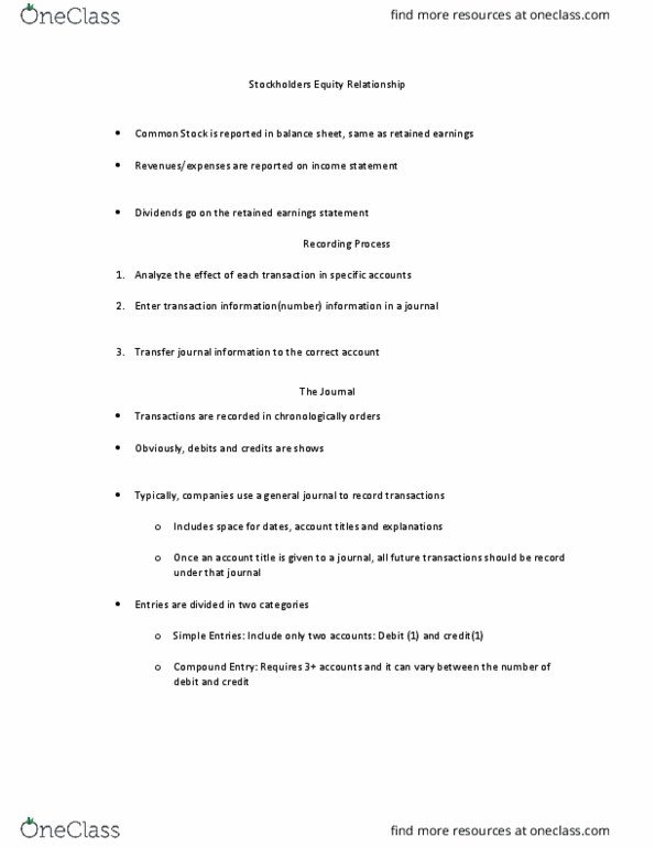 BUS 201 Lecture Notes - Lecture 2: Retained Earnings, Income Statement thumbnail