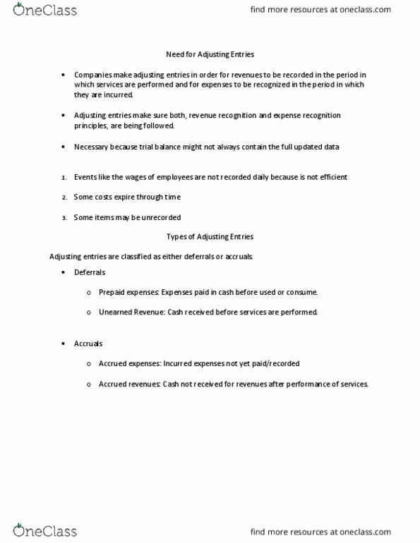 BUS 201 Lecture Notes - Lecture 3: Deferral, Accrual, Trial Balance thumbnail