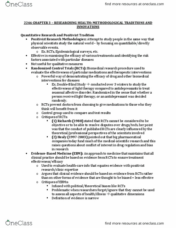 Sociology 2246A/B Chapter Notes - Chapter 3: Seasonal Affective Disorder, Light Therapy, Electronic Body Music thumbnail