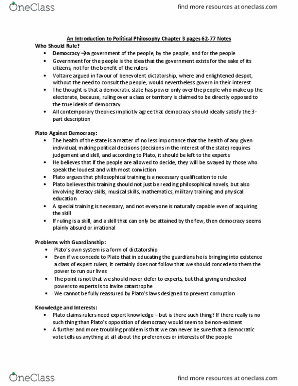 Political Science 1020E Chapter Notes - Chapter 3: Direct Democracy, Atheism, Radical Criticism thumbnail