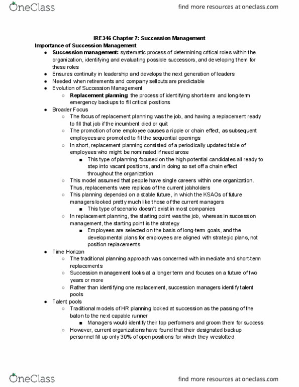 IRE346H1 Chapter Notes - Chapter 7: Management Development, Knowledge Worker thumbnail