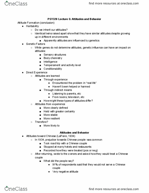 PSY320H1 Lecture Notes - Lecture 5: Heritability, Psychometrics thumbnail