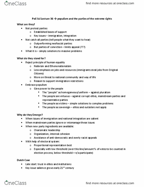 Political Science 1020E Lecture Notes - Lecture 36: Neo-Fascism, Charismatic Authority, Proportional Representation thumbnail