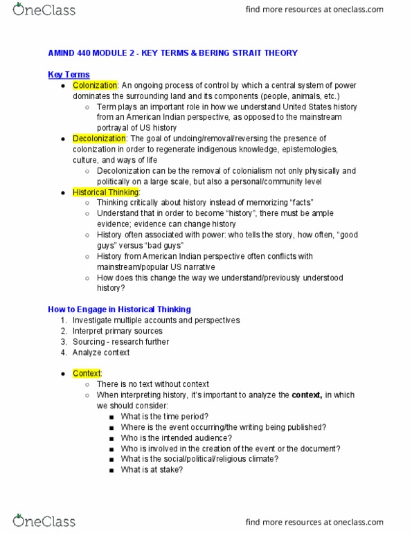 AMIND 440 Lecture Notes - Lecture 2: James Fenimore Cooper thumbnail