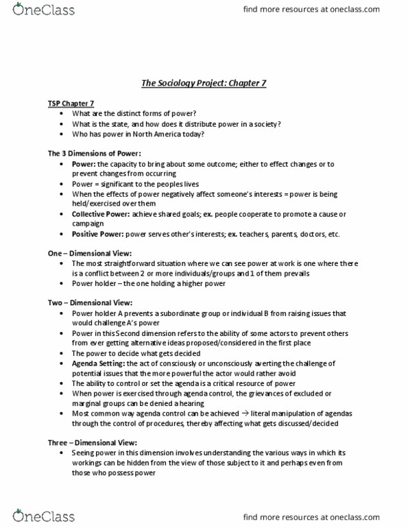 Sociology 1020 Chapter Notes - Chapter 7: Invisible Hand thumbnail