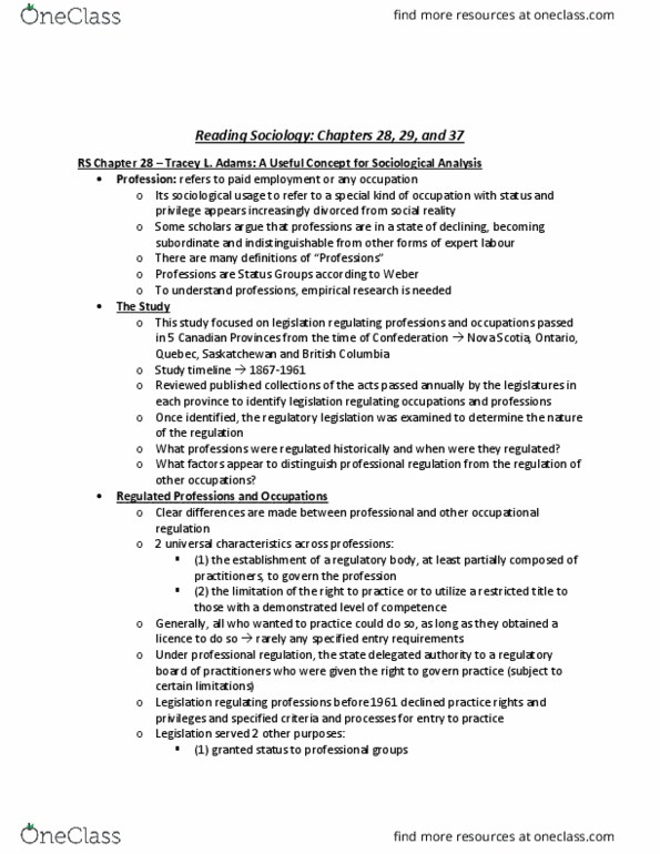 Sociology 1020 Chapter Notes - Chapter 28,29,37: Shift Work, Role Theory thumbnail