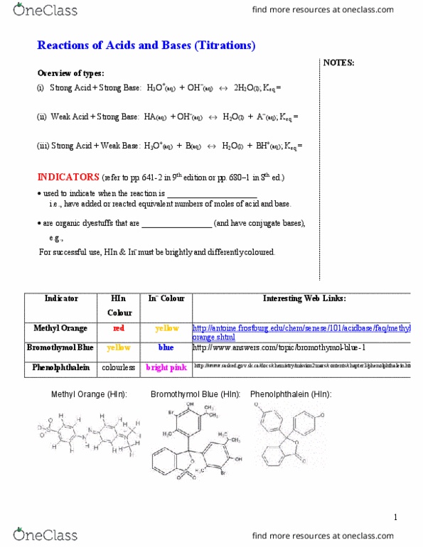 CHEM 1040 Lecture Notes - Lecture 5: Bromothymol Blue, Phenolphthalein, Methyl Red thumbnail