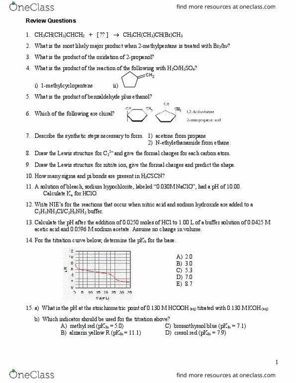 CHEM 1040 Lecture Notes - Lecture 12: Bromothymol Blue, Sodium Acetate, Titration Curve thumbnail
