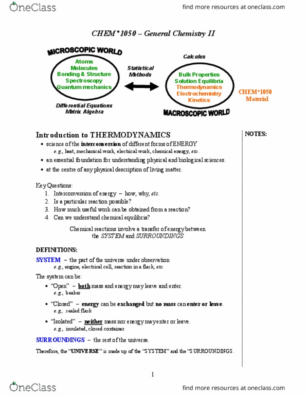 CHEM 1050 Lecture Notes - Lecture 1: Chemical Equilibrium, Electrochemistry, Chemical Equation thumbnail