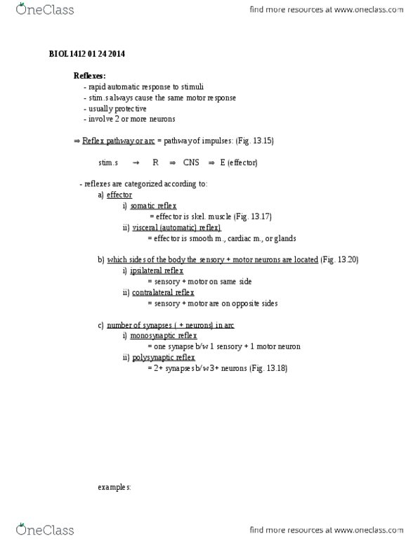 BIOL 1412 Lecture Notes - Limbic System, Body Fluid, Decussation thumbnail