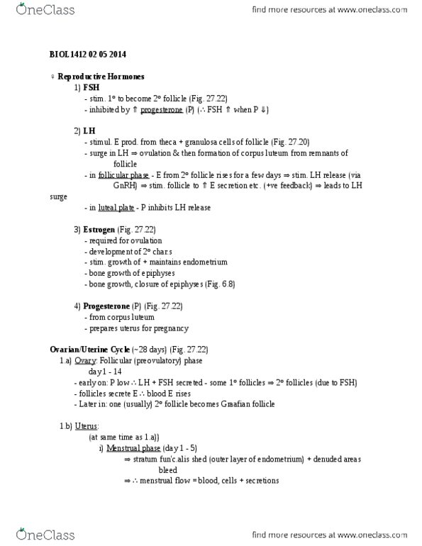 BIOL 1412 Lecture Notes - Progestin, Nicotine, Fetus thumbnail