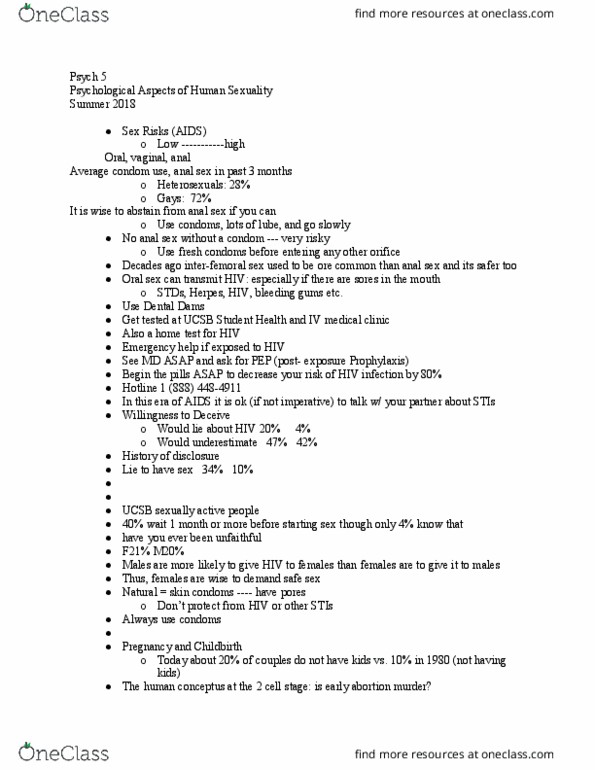 PSYC 5 Lecture Notes - Lecture 7: Bleeding On Probing, Condom, Oral Sex thumbnail