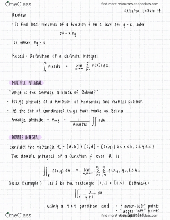 MATH UN1102 Lecture Notes - Lecture 34: Multiple Integral, Level Set, Polar Regions Of Earth thumbnail