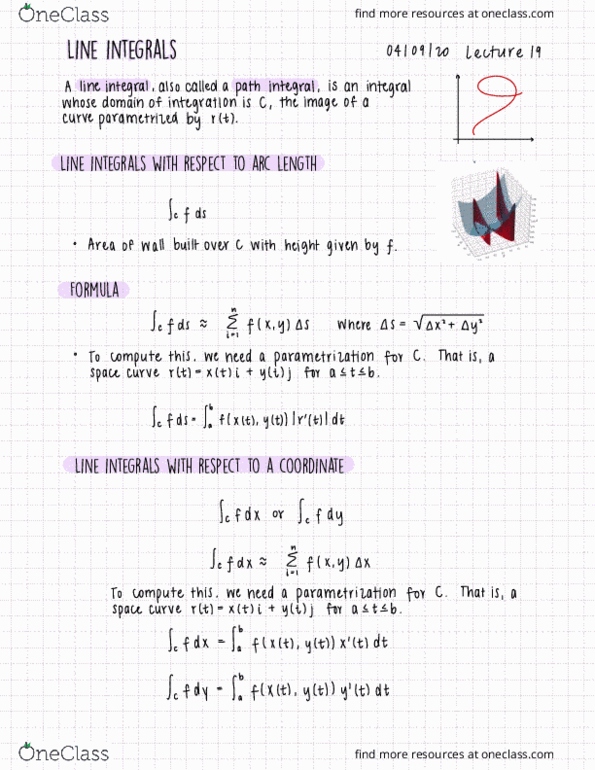 MATH UN1102 Lecture Notes - Lecture 39: Curve, Line Integral, Fast Fourier Transform thumbnail
