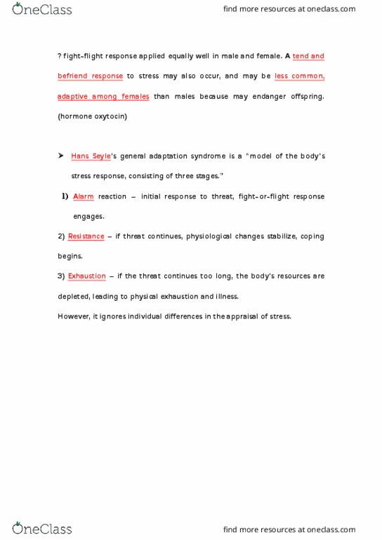 Psychology 2035A/B Lecture Notes - Lecture 19: Sympathetic Nervous System, Adrenal Medulla, Endocrine System thumbnail