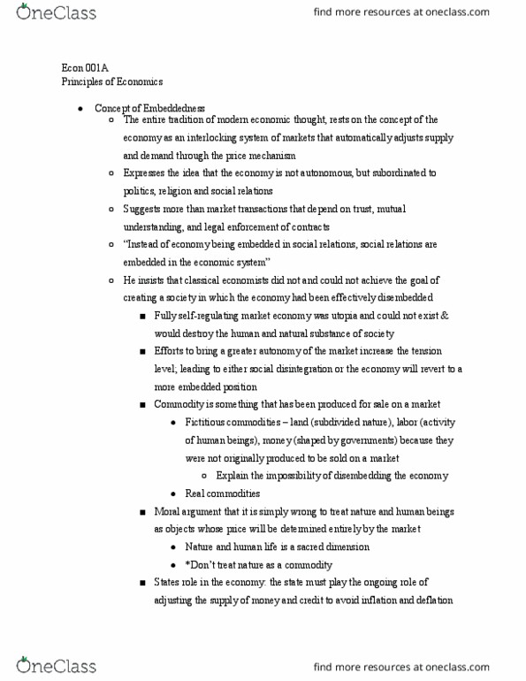 ECON 001A Lecture Notes - Lecture 17: Interlocking, Embeddedness, Utopia thumbnail