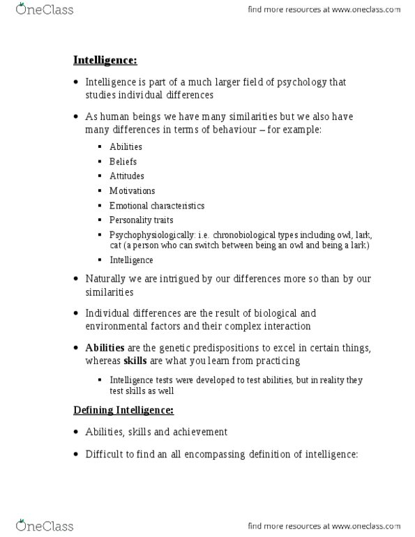 PSYC 100 Lecture Notes - Lecture 3: Advantageous, Savant Syndrome, Kim Peek thumbnail