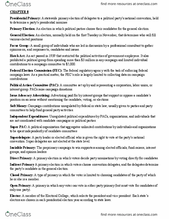 POL 232 Chapter Notes - Chapter 8-12: Superdelegate, Senatorial Courtesy, General Jurisdiction thumbnail