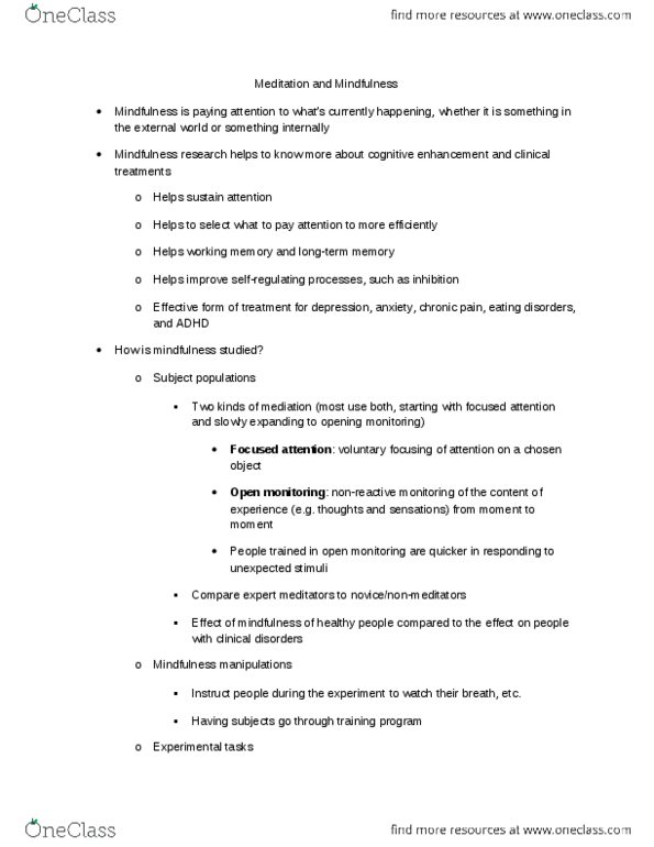 PSYC 260 Lecture Notes - Lecture 12: Default Mode Network, Attentional Blink, Temporoparietal Junction thumbnail