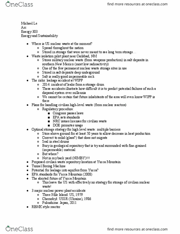 ENERGY 303 Lecture Notes - Lecture 9: Waste Isolation Pilot Plant, Tunnel Boring Machine, High-Level Waste thumbnail