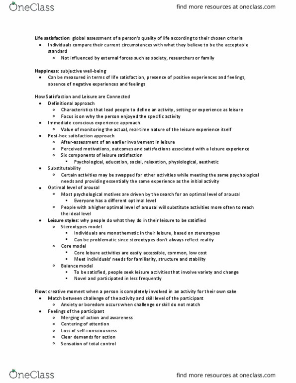 REC100 Lecture Notes - Lecture 2: Life Satisfaction, Motivation, Overchoice thumbnail