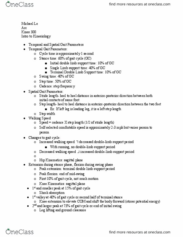 KINES 300 Lecture Notes - Lecture 24: Sagittal Plane, Inverted Pendulum, View Camera thumbnail