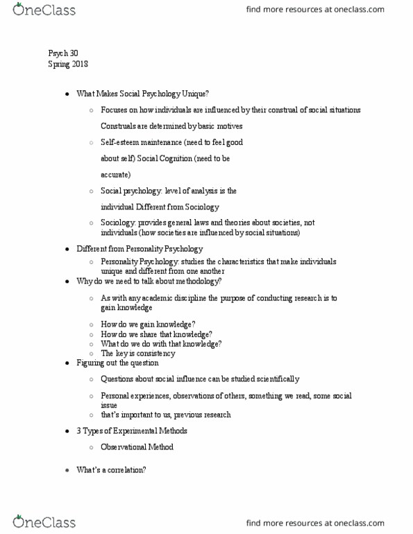 PSYC 30 Lecture Notes - Lecture 3: Construals, Psych thumbnail