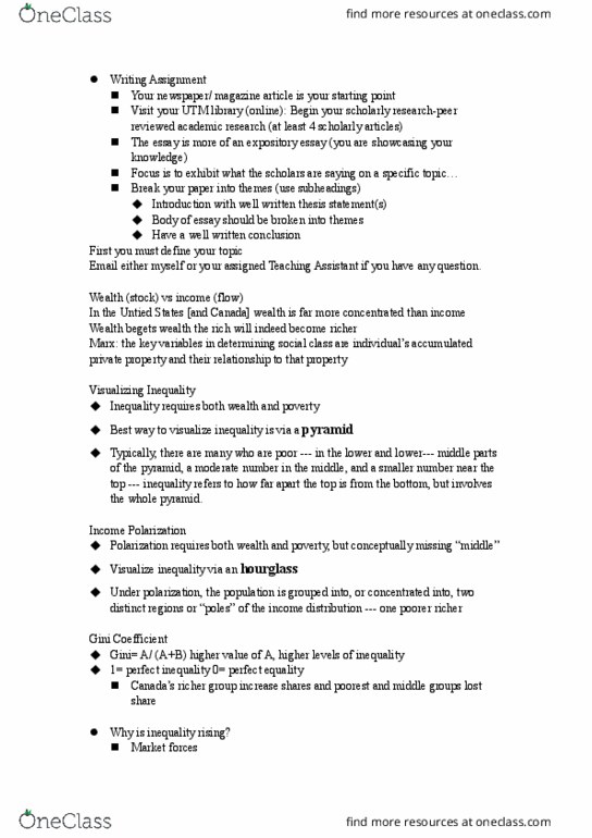 SOC263H5 Lecture Notes - Lecture 4: Gini Coefficient, Thesis Statement, Tongues Untied thumbnail