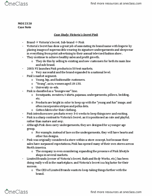 Management and Organizational Studies 2320A/B Chapter Notes - Chapter 6B: L Brands, Polka thumbnail