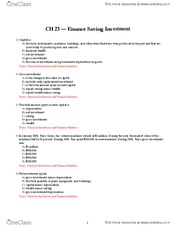 ECON 1000 Chapter Notes - Chapter 23: Capital Market, European Route E70, Bundesautobahn 63 thumbnail