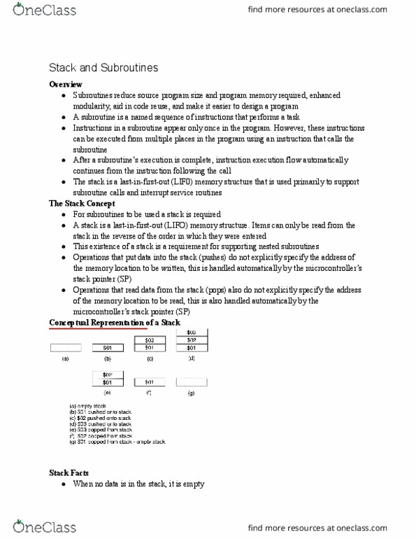 ESE 380 Lecture Notes - Lecture 12: Nested Function, Subroutine, Microcontroller thumbnail