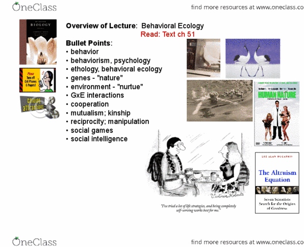 BS 182H Lecture Notes - Behavioral Ecology, Evolution And Human Behavior, Ontogeny thumbnail