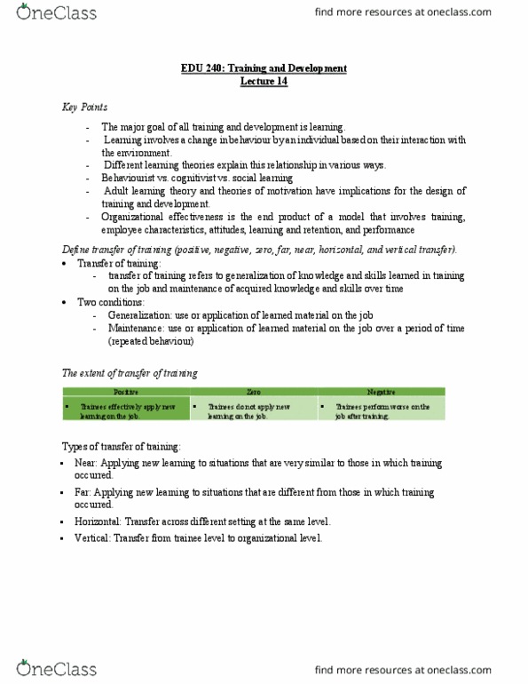 EDUC 240 Lecture Notes - Lecture 14: Organizational Effectiveness, Job Satisfaction, Organizational Commitment thumbnail