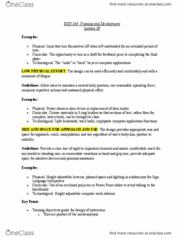 EDUC 240 Lecture Notes - Lecture 29: Overhead Projector, Blackboard, Microsoft Powerpoint thumbnail