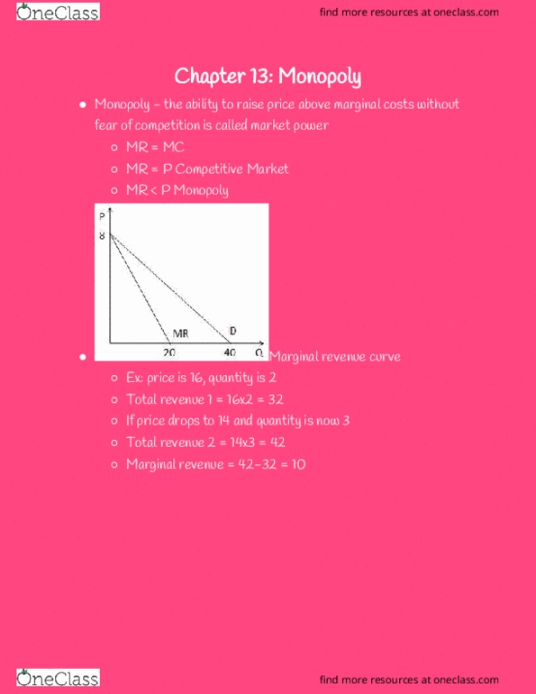 ECON 001A Lecture Notes - Lecture 2: Marginal Revenue, Marginal Cost, Market Power thumbnail