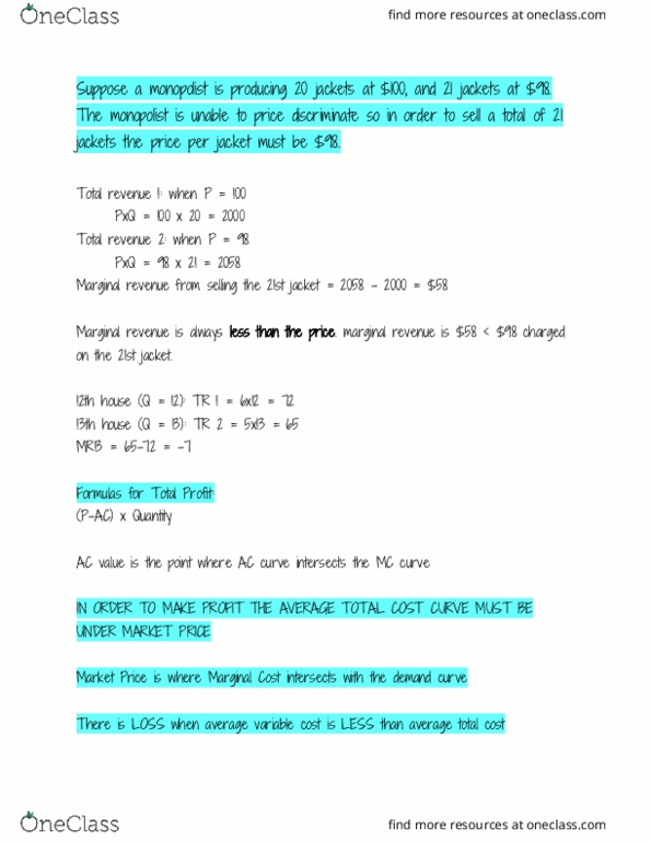 ECON 001A Lecture Notes - Lecture 2: Average Variable Cost, Demand Curve, Marginal Revenue thumbnail