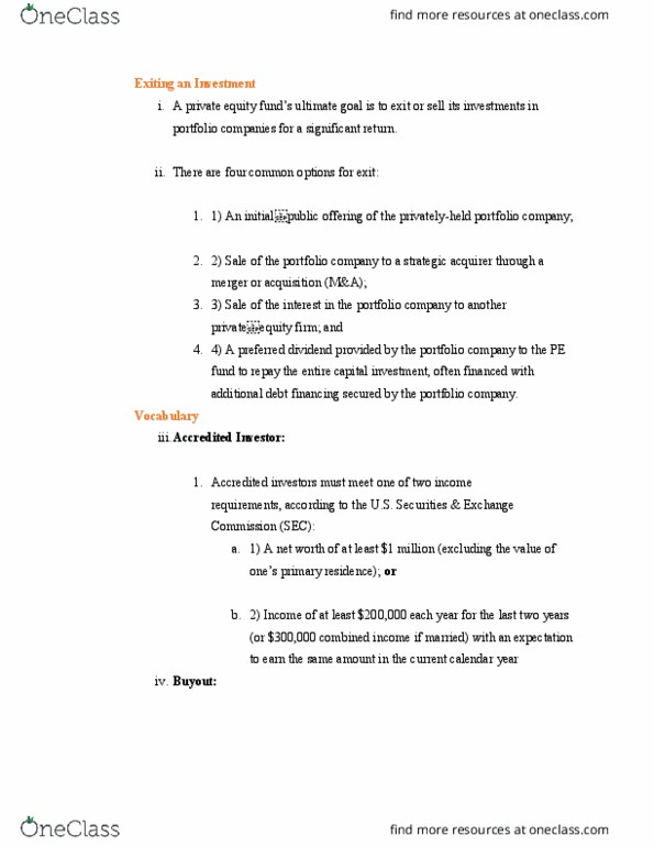 LAW 633 Lecture Notes - Lecture 76: Private Equity Fund, Minimum Acceptable Rate Of Return, Startup Company thumbnail