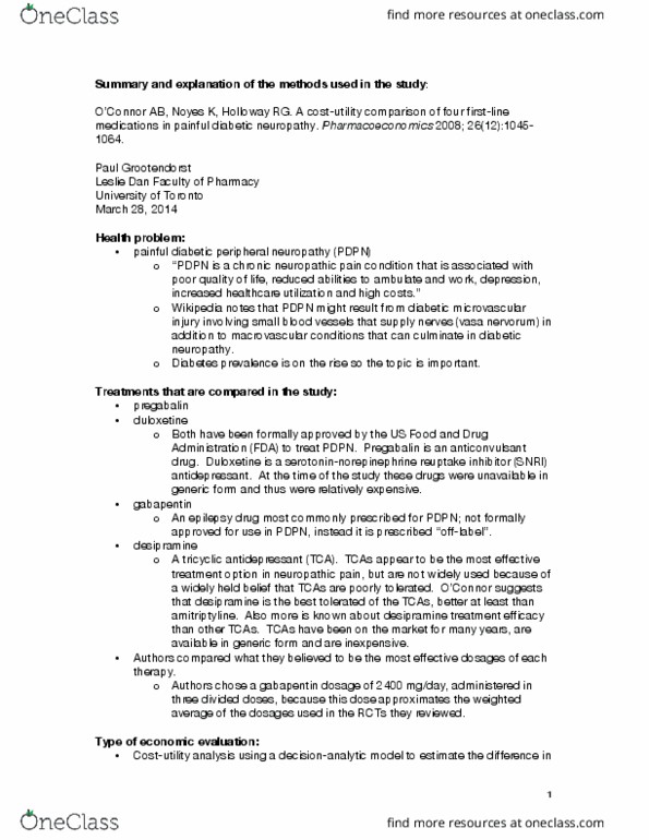 NATS 1540 Lecture Notes - Lecture 35: Pdpn, Diabetic Neuropathy, Tricyclic Antidepressant thumbnail