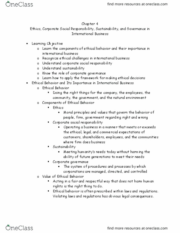 BUSA 3000 Chapter Notes - Chapter 4: Corporate Social Responsibility, Financial Statement, Foreign Corrupt Practices Act thumbnail