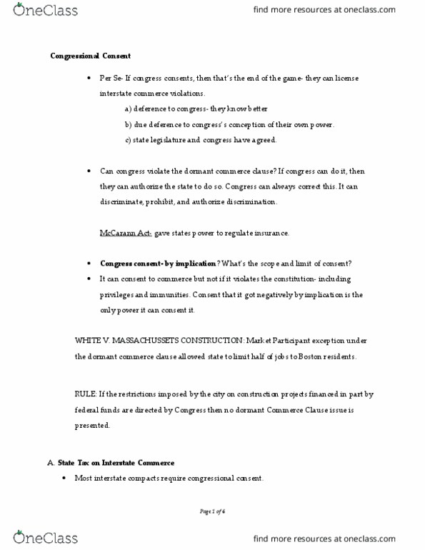 LAW 606 Lecture Notes - Lecture 23: Dormant Commerce Clause, Commerce Clause, Flat Tax thumbnail