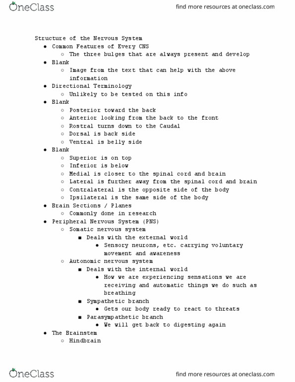 PSY-230 Lecture Notes - Lecture 1: Somatic Nervous System, Peripheral Nervous System, Autonomic Nervous System thumbnail