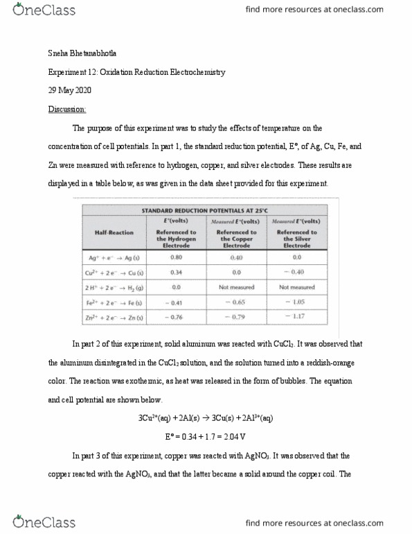 CHEM 1B Lecture Notes - Lecture 12: Reduction Potential, Electrochemistry, Burette thumbnail