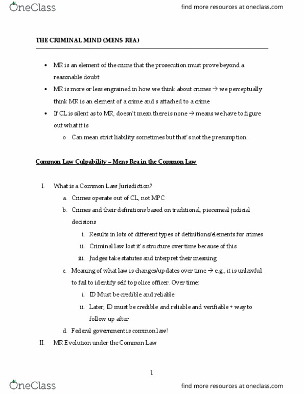LAW 604 Lecture Notes - Lecture 6: Mens Rea, Strict Liability thumbnail