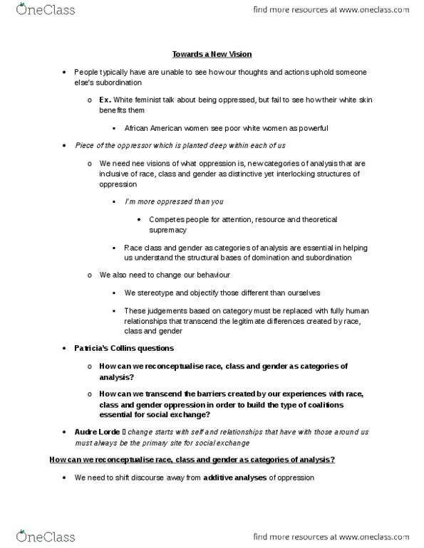 KINE 1000 Lecture Notes - Audre Lorde, Voyeurism, Sandra Harding thumbnail