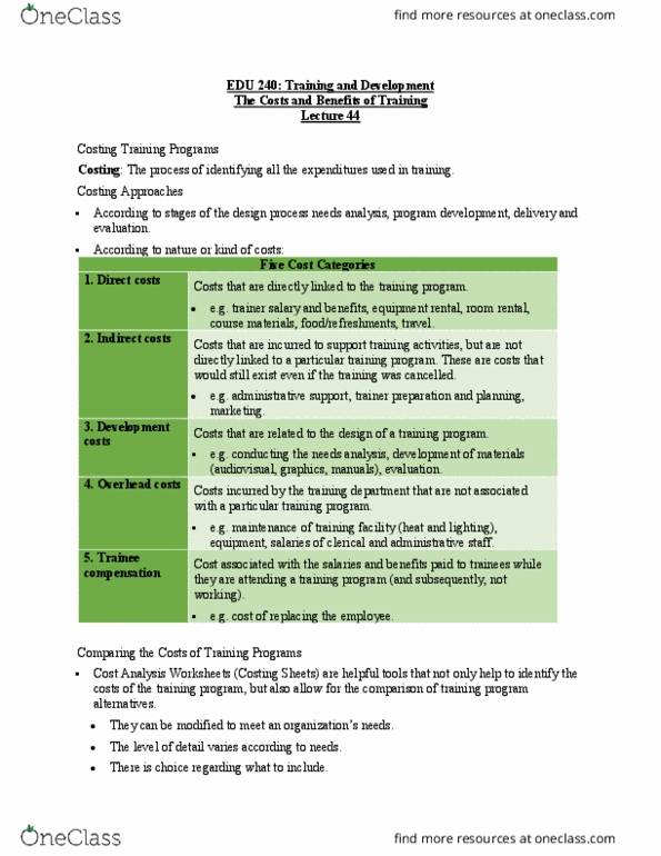 EDUC 240 Lecture Notes - Lecture 44: Indirect Costs thumbnail