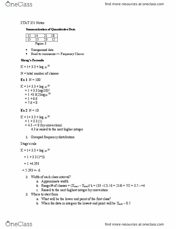 STAT 351 Lecture Notes - Lecture 5: Frequency Distribution thumbnail