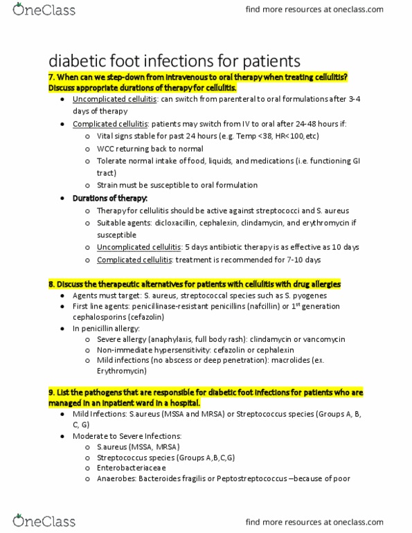 SOCI 3630 Lecture Notes - Lecture 44: Bacteroides Fragilis, Side Effects Of Penicillin, Diabetic Foot thumbnail